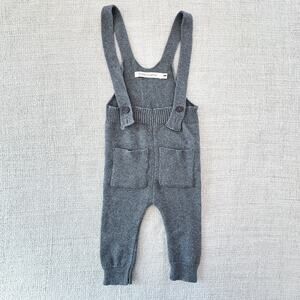 Message in a Bottle Gray Sweater Knit Suspender Pants EUC 9mo